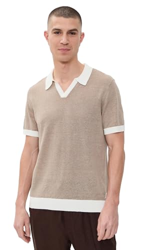 Men's Linen Johnny Collar Polo Sweater
