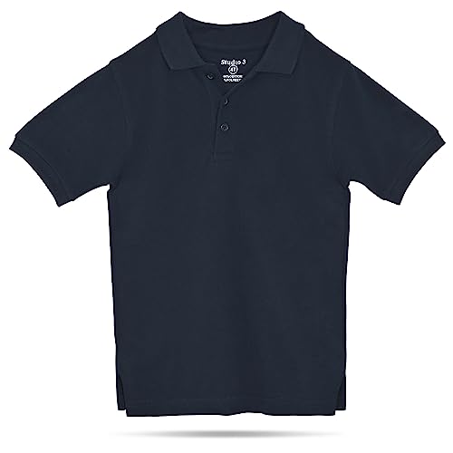 Image of Studio 3 Boy's - 4-Pack School Uniform Short and Long Sleeve Pique Polo Shirts