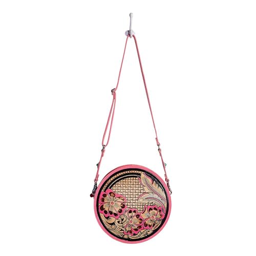 Myra Bag Round Bag for Women - Western Upcycled Leather Shoulder Bag Pink4