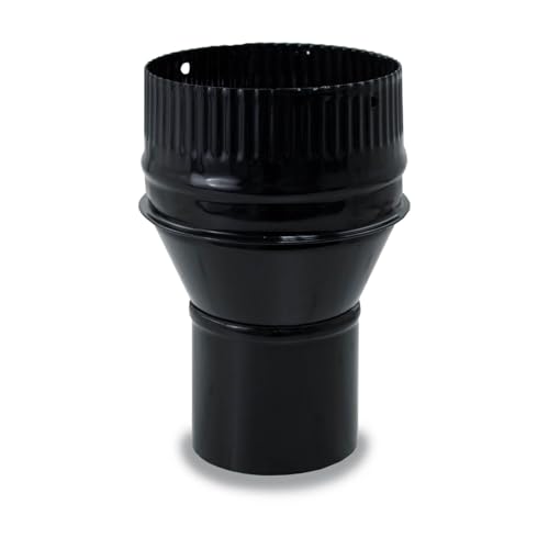 CAEXVEN Ampliación Tubo Chimenea 120 a 150mm - Adaptador Estufa Leña Vitrificado Negro - Ampliación Tubos Vitrificados - Compatible Tubos Chimenea 120mm y 150mm