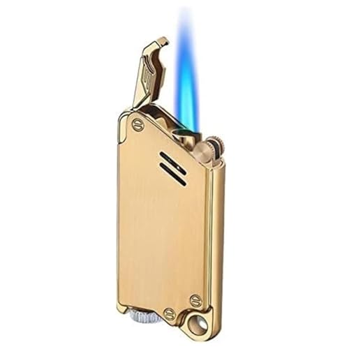 Encendedor portátil recargable con rueda de metal dorado