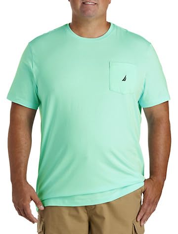 Nautica Men's Solid Crew Neck Short Sleeve Pocket T-Shirt, Mint Spring, 5XLT Tall