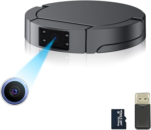 OVEHEL Cámara espía de 64 GB, cámara oculta Full HD 1080P, cámara de niñera, pequeña cámara oculta de seguridad con detección de movimiento y visión nocturna (sin Wi-Fi)