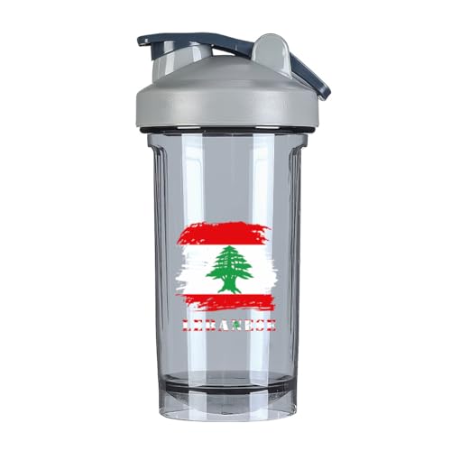 Vintage Lebanese Flag 18 Ounce Shaker Cup,Fashion Theme Pattern Shaker Bottle Leak-proof Workout Shake Bottles 500ML/18 oz Perfect for Pre Workout