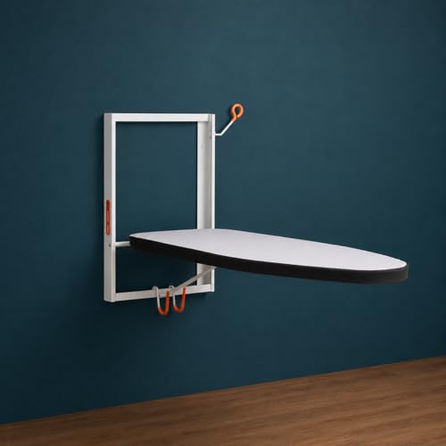 Image of Bathla X-Pres Vault Wall Mounted Ironing Board | Foldable Space Saving Iron Table | Easy-Release Lever | Compact Wall Mount Design for Home & Laundry Room Removable Cotton Cover (Off White)