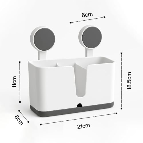 Image of JD FRESH Twin Toothbrush Holders for Bathroom /Wall Mounted Holder /Organizer for Electric Toothbrushes /Toothpaste & Makeup Brush (White)