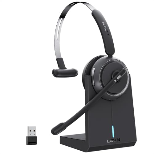 LEVN Wireless Headset (NoiseCancelling),Bluetooth Headphones with Mute Button for Work