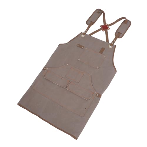 LIFKICH キャンバスワークエプロン 多機能ポケット付き クロスバック可能 ガーデニング 木工 キッチン 料理 対応 耐久厚手キャンバス生地 収
