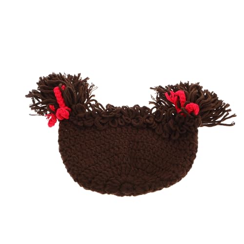 Yardwe Gorro para Ñiño de 3 a 26 Meses Tejido a Crochet Peluca Explosiva Roja y Trenzas Cálido y Suave para y Otoño Gorra de Disfraz Infantil para Carnaval y Pequeño