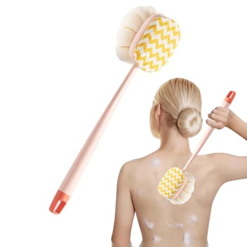 Image of Back Scrubber Shower Brush, Long Handle for Shower, Back Scrubber for Shower with Loofah and Exfoliating Mitt, Shower Brush for Bath Dry Brush, Body Brush for Men Women (M, 1, count)
