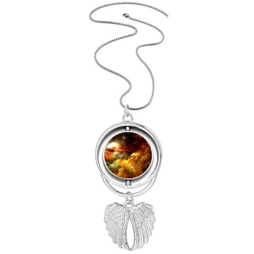 Collier ailes d'ange nébuleuse orange : bijou fantaisie cosmique femme