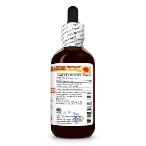 yohimbe pausinystalia yohimbe dry bark tincture made in hawaii all natural vegan pure liquid extract - 2 floz