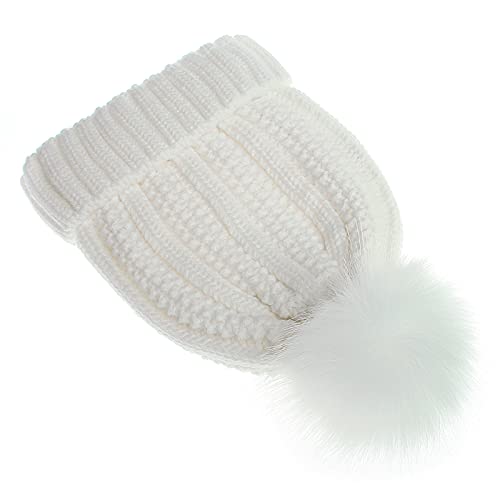 mmknlrm Gorro feminino de malha gorro quente gorro gorro com tricô de pompom falso chapéu feminino d