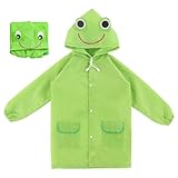 Mantella antipioggia bambino Impermeabile Bambino Mantella Pioggia Bambino Tuta Bambini con Cappuccio Unisex 90-130 cm (da 5 a 7 anni, Rana)
