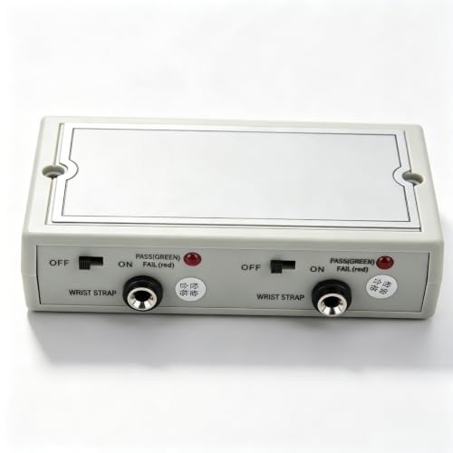 Image of Wrist Strap Tester, ESD Grounding Monitor & Antistatic Wristband Alarm, Real‑Time Microcomputer Chip Detection High Sensitivity, for ESD‑Safe Workbench and Production Line (US Plug 100‑240V)