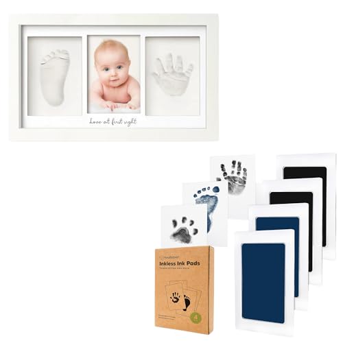 Image of KeaBabies Baby Hand & Footprint Kit - Newborn Keepsake Frame - 4-Pack Ink Pad for Hand & Footprint - Dog Paw Print Kit