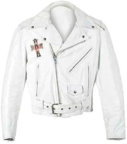 Gun Axl Roze white Cafe Racer Sheepskin Leather Jacket