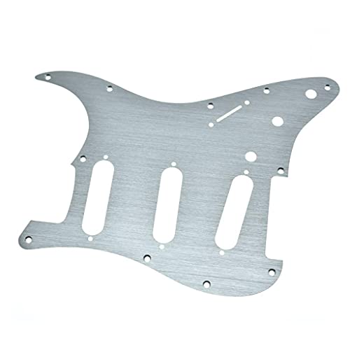 Pickguard guitare 11 trous Stratocaster SSS aluminium anodise argent modern - 3