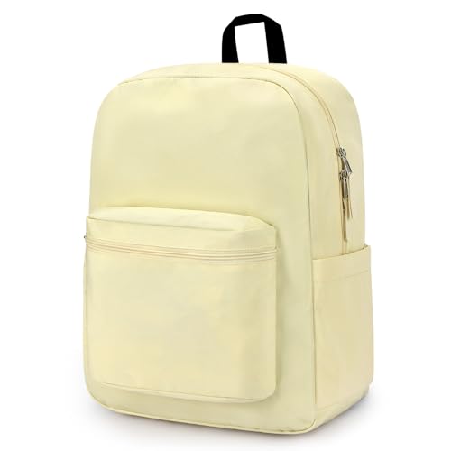 ZORFIN Basic Backpack for School Work Travel: Water Resistant Backpacks for Men and Women - Lightweight Bookbag for Girls and Boys - Beige - Image 3