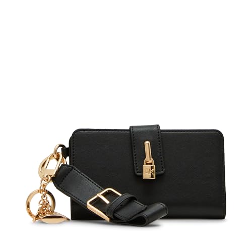 Anne Klein Womens 2 Piece Gift Set with Lock Wristlet and AK Bag Charm, Black