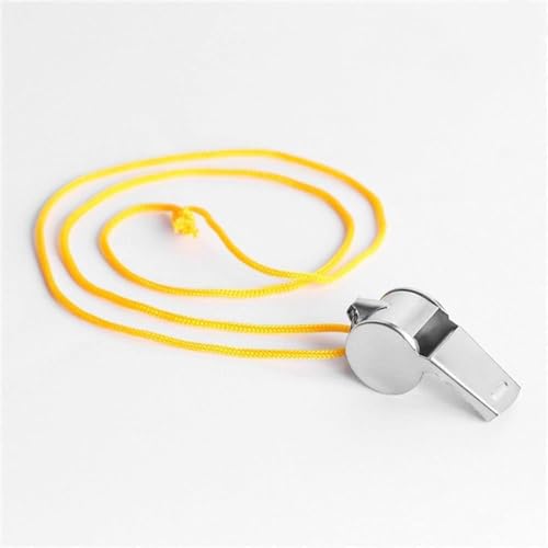 Silbato metálico amarillo con cordón para deportes miniatura 1