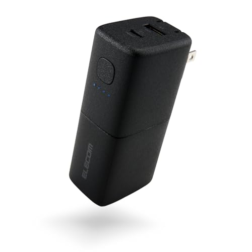 エレコム モバイルバッテリー 5000mAh 30W コンセント一体型 PD対応 2ポート Type-C USB-A ブラック EC-C49LBK