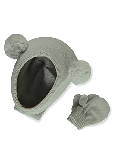 Koala Baby Boys' 2-Piece Faux Fur Balaclava Hat With Mittens Set - gray, 6-12