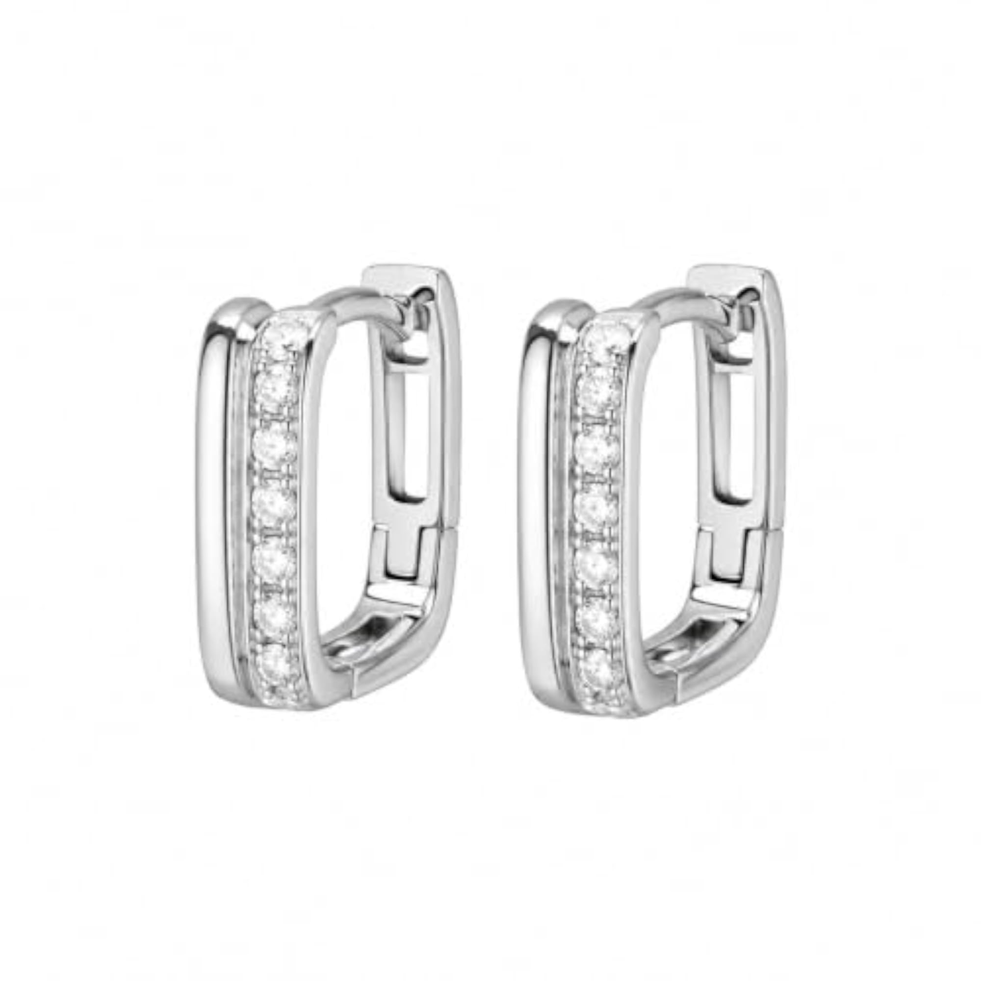 Women's 925 Sterling Silver Sparkling Hoop Earrings, Zircon
