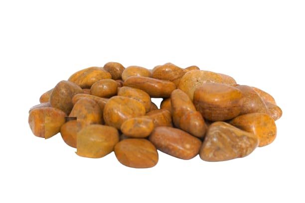 Image of Pebbles Stones for Plants Pots, Decorative Garden and Glass Pebbles, Table and Home Decor, Vase Fillers, Gravels Stone for Aquarium, Vase, Fountain Home Outdoor (Mustard) (950 GM)
