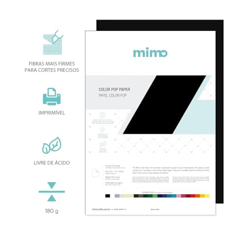 Papel Color Pop Preto Absoluto Mimo - A4-180 gr - 25 unds