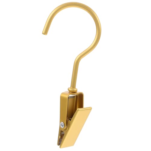 JECOMPRIS Percha de Ropa Pinzas sin Marcas, Aleación de Aluminio Ligera en Color Dorado, Clip Multifuncional Gancho Giratorio 360° para Organizar Pantalones, Faldas y Sombreros en Armario