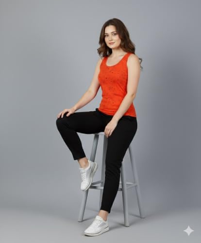 Image of Volex Women's Tank Top and Lower Set for Women | Stylish Cotton Co-Ord Set | Sleeveless Top & Jogger Lower for Women |Comfortable Stretchable Fabric 2-Piece Combo Set|women co ord set