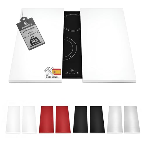 HOMELAY Tapa para vitrocerámica. Tapa cocina inducción (No GAS). 55 x 33 x 2,5 cm. Muy resistente. Hecho en España. Protector de vitroceramica, cubrevitroceramicas (2, Blanco)