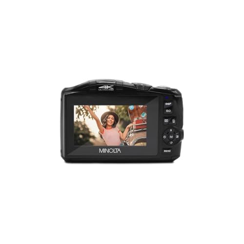 Minolta Câmera digital de 64 MP – Vídeo Ultra HD 4K a 60FPS, zoom digital 16x, WiFi, sensor CMOS, visor LCD de 3 polegadas, exposição automática – Inclui cartão de memória de 32 GB, bateria - Imagem 4