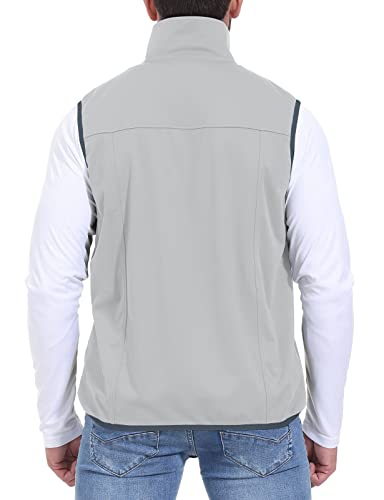 Rdruko Men's Outerwear Vest Windproof Waterproof Golf Hiking Softshell Vest 6 Pockets(Light Gray, Us Xl) #TOP2