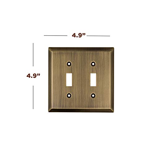 Sleeklighting | Wall Plates Decorative Classic Antique Brass | Electric Outlet And Switch Covers| Style: 2 Gang Toggle (2 Pack) #TOP1