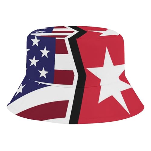 American and Cuban FlagChildren's Bucket Hat for Boys and Girls, Breathable Summer Beach Hat54cm