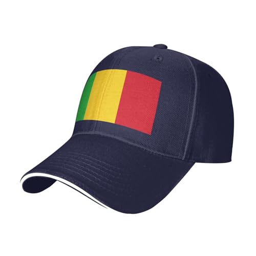 SSIULUS Casquette drapeau du Mali Casquette de camionneur avec snapback, parfaite pour l'été, le golf, Bleu marine, taille unique