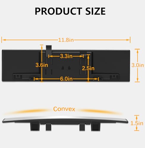 Image of Rear View Mirror, 11.81 Inch Universal Panoramic Clear Rear Mirrors Convex Car Interior Clip on Extra Big Wide Angle Rearview Mirror Extender to Reduce Blind Spot for Car SUV Pickup Trucks