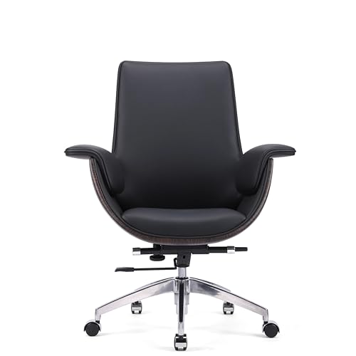 Image of Trendor Leatherette Luxury Ergonomic Executive Chair, Multi-Function Modern Designed Office Leather Chair, Conference Chair with Wood Back (Without Headrest, Black)