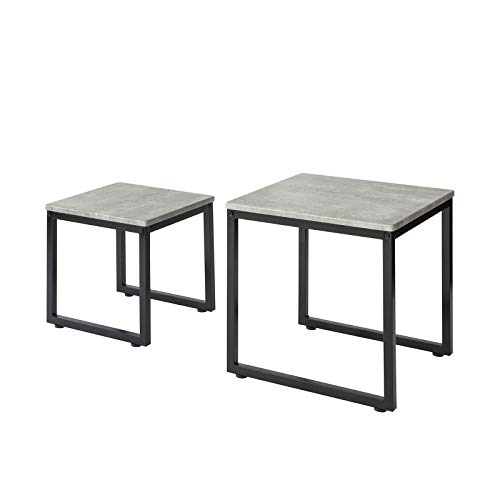 SoBuy Mesa Nido de salón Set de 2 mesas auxiliares Mesitas Gris+Negro FBT42-HG ES (Gris)