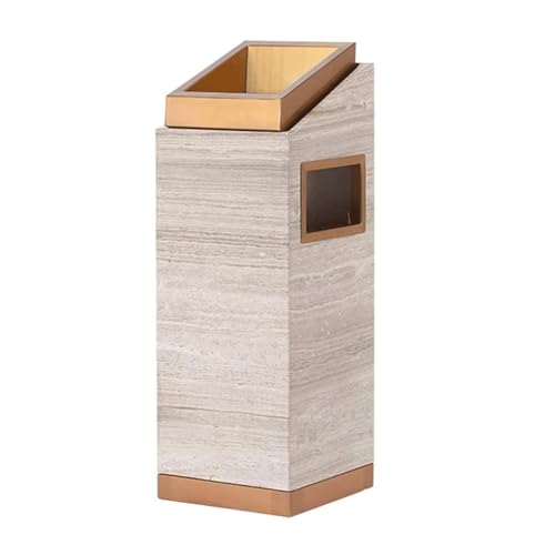 Large Capacity Outdoor Trash Can - Marble Imitation Wood Design, Durable Garbage Bin for Hotels, Commercial Spaces, and Home Use - Stylish Waste Disposal Solution