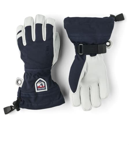 Gants de ski fins Hestra Army Leather Heli Ski enfant bleu et blanc
