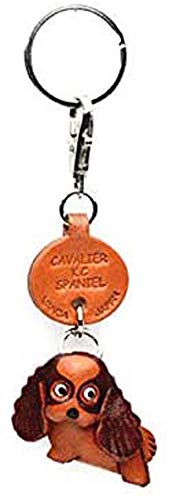 VANCA Cavalier K.C.Spaniel Leather Dog Small Keychain CRAFT-Collectible Keyring Charm Pendant Made in Japan