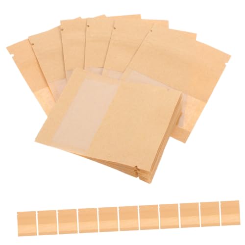 TEHAUX 100個 小け袋クラフト紙製透明窓付き種子封筒 耐久性ある再利用可能な花野菜種子収納用整理用