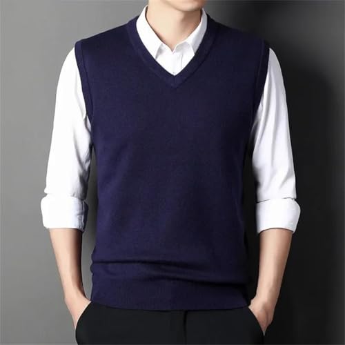 Men's Solid Color V-Neck Knitted Vest Autumn Winter Casual Fashion Warm Sweater Top2