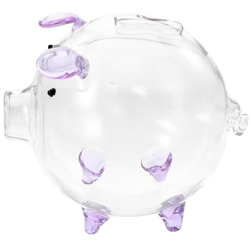 HOOTNEE Salvadanaio a Forma di Maiale in Vetro Borosilicato Trasparente Barattolo Portamonete Decorativo da Tavolo Scatola per Risparmio Monete per e Adulti Regalo Creativo per Ufficio