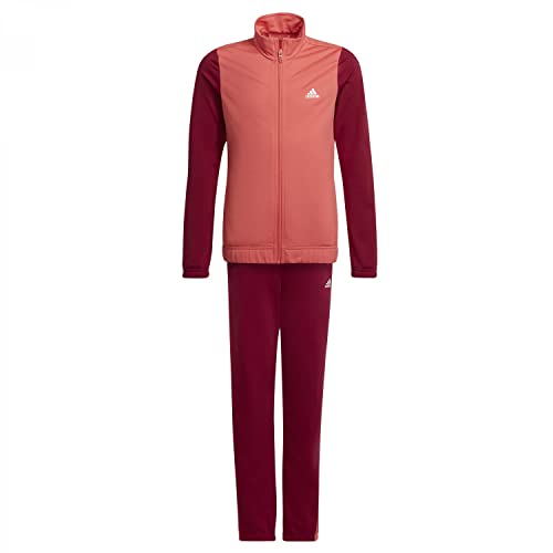 adidas G TR TS Tracksuit Girl's, Top:Semi Turbo/White Bottom:Legacy Burgundy S22/WHITE, 1415