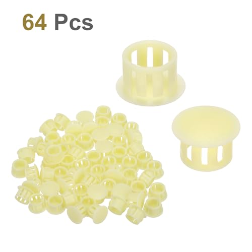 Image of MECCANIXITY 64PCS 13mm(1 /2 inch) Beige Plastic Hole Plugs, Flush Type Panel Hole Plugs Insert End Caps for Locking Hole Tubes Furniture Cabinet