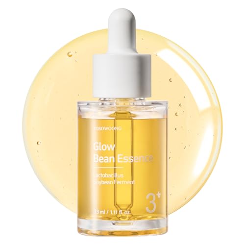 TOSOWOONG Glow Bean Essence, 31,025ppm Soybean Ferment Extract, Glass Skin, Hydrating, Radiant, Moisturizer, Face Serum, Korean Skin Care, 33ml / 1.11 fl. oz.
